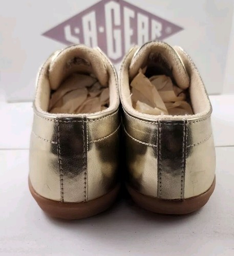 Vtg LA Gear Gold "Workout Mylar" Sneakers New in Box #683 Lace Ups 6.5 1992 - Picture 15 of 21