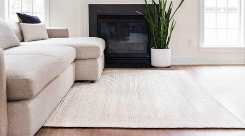 White Rug Farmhouse Jute Rectangle Hand Braided Area Rug Rustic Look Modern Rug - Picture 6 of 8