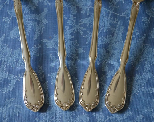 VTG SERENADE BY NORITAKE SILVERPLATE SET OF 4 DINNER SOUP SPOONS, replacements - Foto 2 di 7