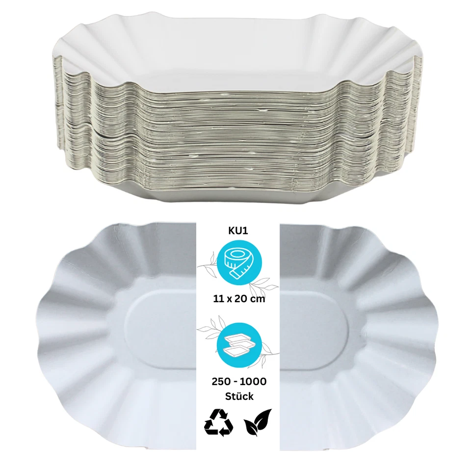 ENPACK Pappschalen KU1 20x11x3cm Pommesschalen Imbissteller Currywurstschalen Foodtray