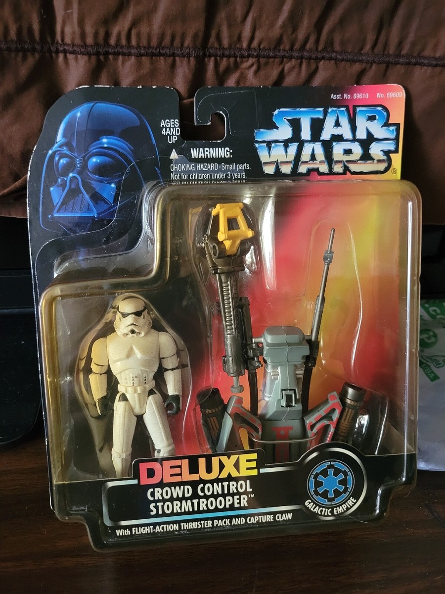 Star Wars Deluxe Stormtrooper Controllo Folle Con Thruster Pack E Capture Claw - Kenner 1995, Nuovo In Scatola
