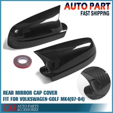 Pair for VW Golf Mk4 1997-2004 Carbon Fiber Look Door Rear Wing Mirror Cover Cap