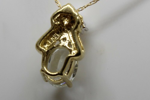 10K Solid Gold Aquamarine Diamond Pendant Necklace Natural Aquamarine Diamonds - Picture 8 of 12