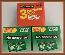 NO NONSENSE Sheer To Waist (3)/Control Top (4) Pantyhose-TAN-Petite To Med-7 PRS
