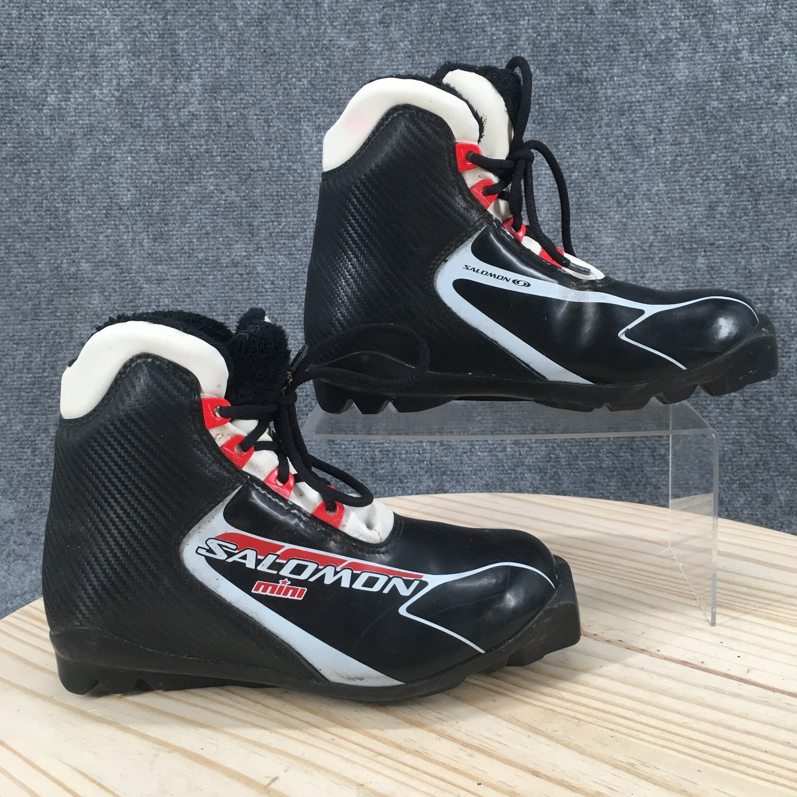 Stivali Salomon giovani 5 ragazzi classici Mini Jr bambini scarponi da sci country pelle nera