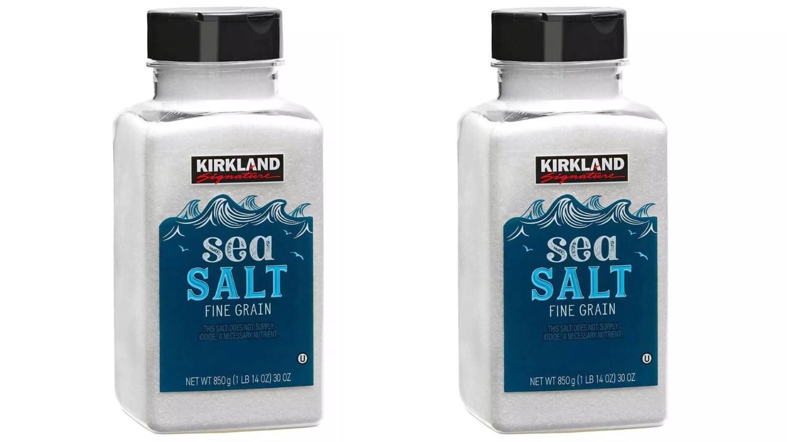 2 x Kirkland Signature Pure Sea Salt Natural Fine Grain Seasoning Pack 850g
