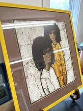 Vintage Mid Century Modern Two Girls by Jef Wauters Framed Art Print