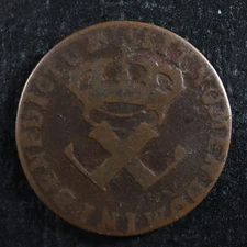 9 deniers 1721H French Colonies Colonial USA US Canada New France Breton 506