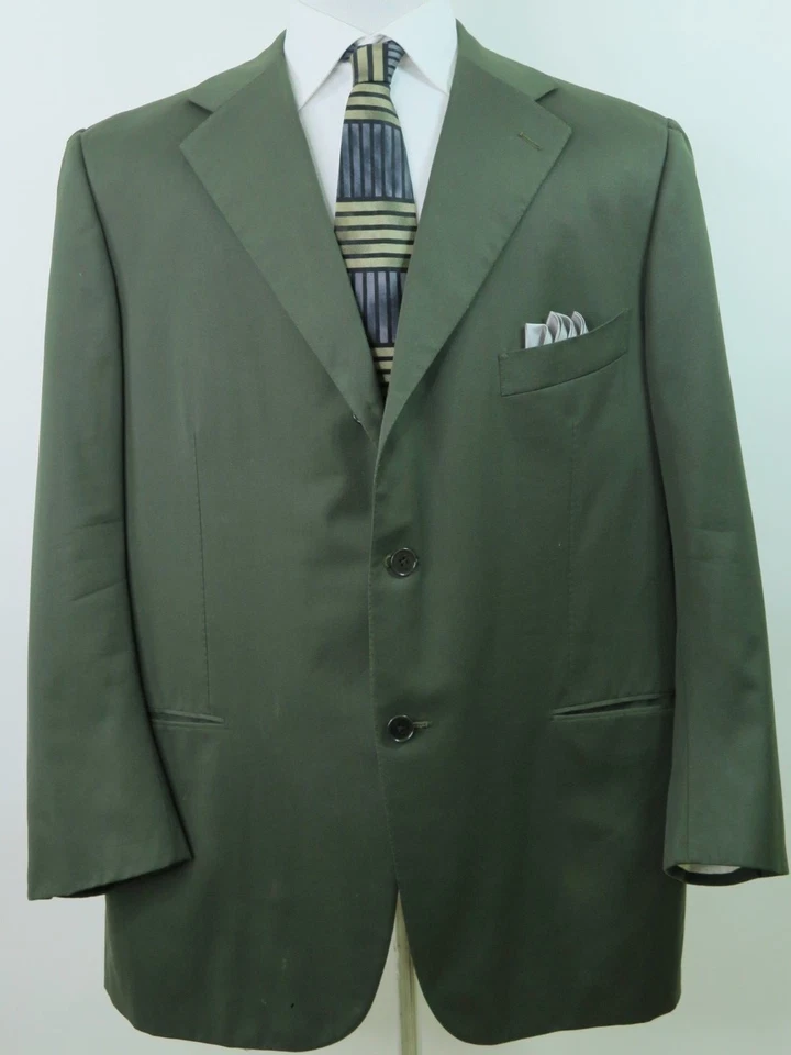 Chaqueta Blazer Abrigo Deportivo Luigi Borrelli Napoli Lana Verde Sólido Para Hombre 48 R Italia Foto 2 de 4