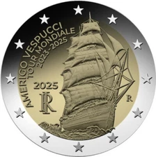 2025 Italy € 2 Euro UNC Coin - The Voyage of the Amerigo Vespucci