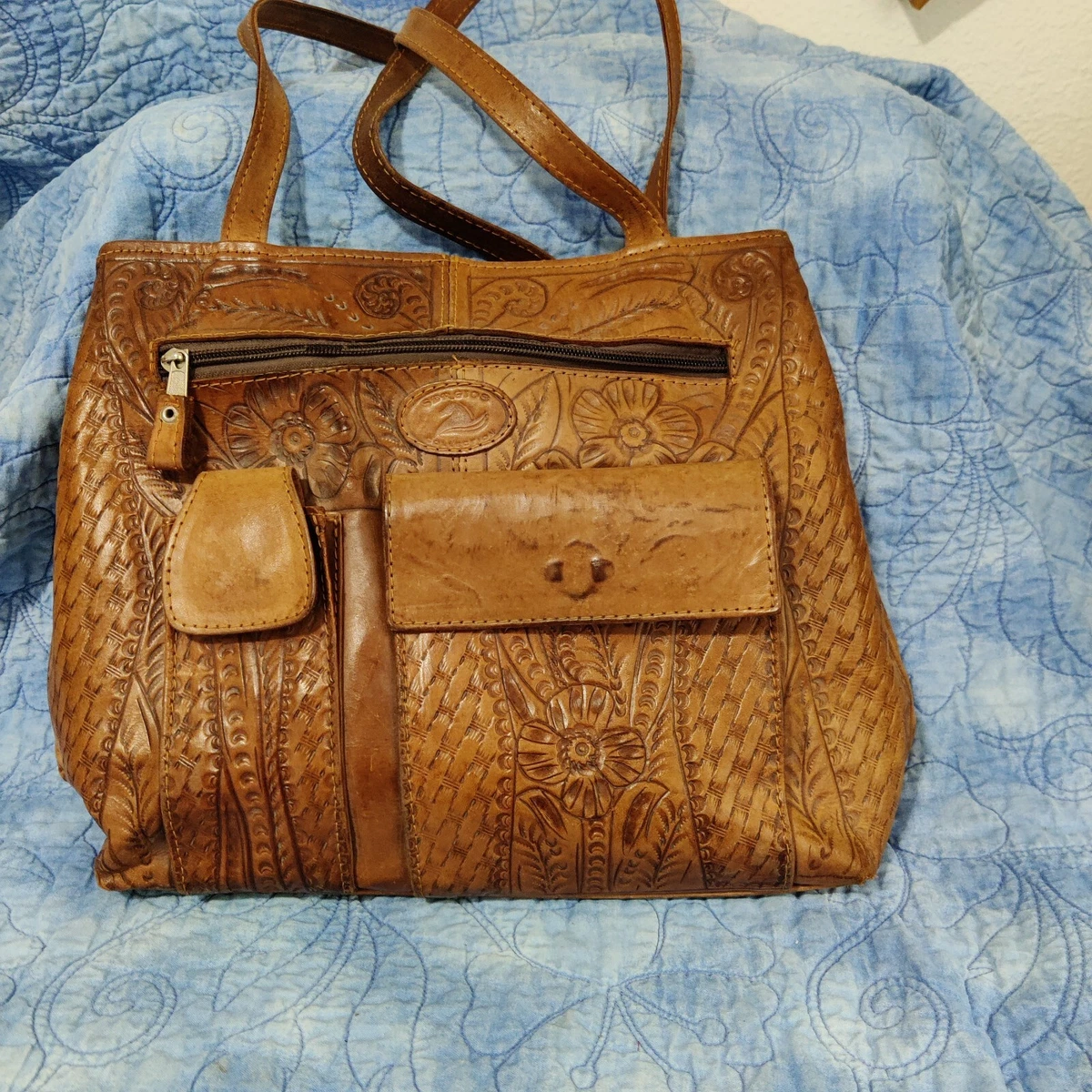 Vintage embossed 2025 leather bag