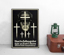 Poster 1. Weltkrieg Ehret die Heldengr&auml;ber Volksbund Propaganda Militaria Plakat