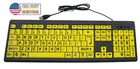 Big Bright Easy See Keyboard Yellow Large Print Letter Keys - Visual Impaired