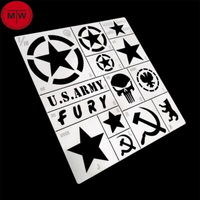 Alexen AJ0123 1/16 Sherman KV T34 Tank Model Star Leakage Spray Stencil Template