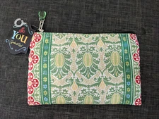 Grassland's Road "So You" Travel Cosmetic Bag Green Red Charm Zipper Pull NEW