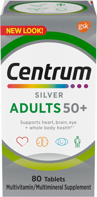 Silver Adult (80 Count) Multivitamin/Multimineral Supplement Tablet, Vitamin D3,