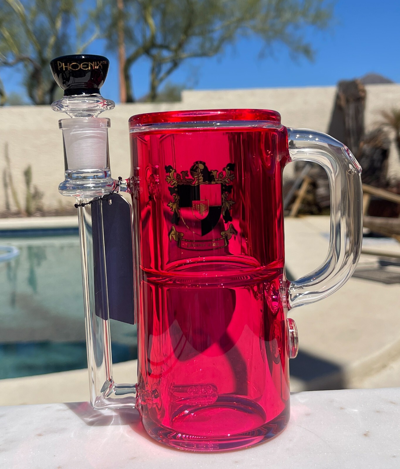 Phoenix Star Mug Red 6" Inline Percolator Glycerin Freezable Hookah Bong