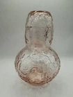 Vtg Pink Depression Glass Floral Tumble Up Bedside Water Carafe Decanter & Glass