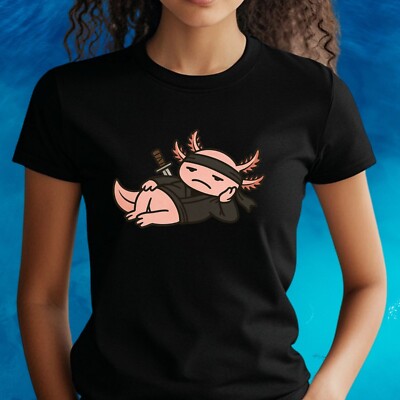 T-Shirt Frauen Fauler Ninja Axolotl Motiv Baumwolle Größe S bis 3XL