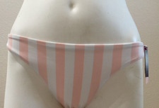Victoria'S Secret Striped Bikini Bottoms Swim Pink White M