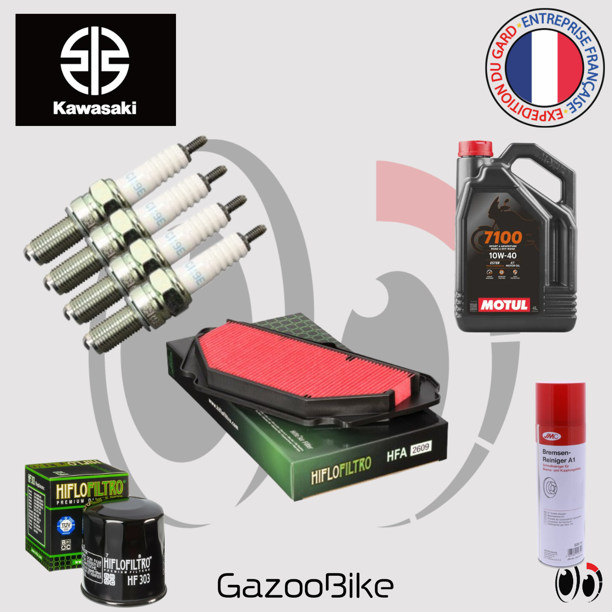 Kit entretien moto Kawasaki ZX-6R Ninja préparation saison route et circuit Motul 7100