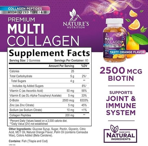 Collagen Gummies for Women with Vitamin C, Zinc, Biotin Hydrolyzed Protein 1 & 3 - Picture 11 of 36