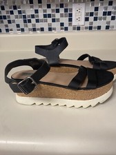 Steve Madden "KEYKEY" Black Platform Sandals, Size 8 Lug