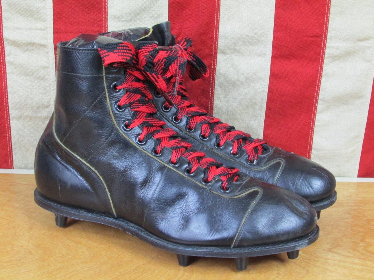 Vintage 1960s Wilson Black Leather Football Shoes Cleats Hi Vintage 1960s Wilson Black Leather Football Shoes Cleats Hi