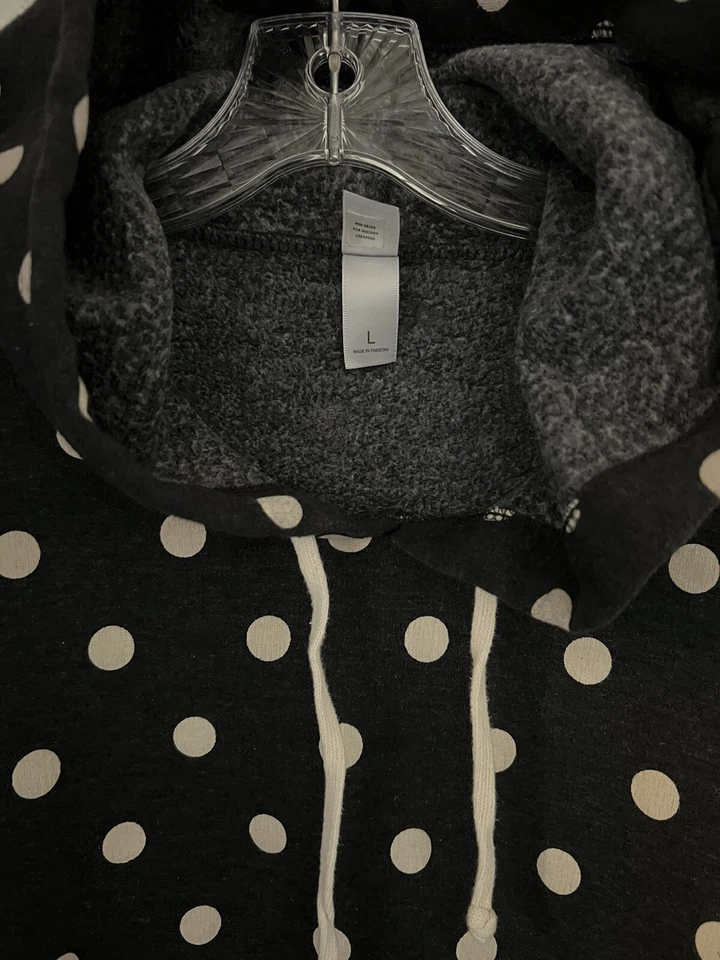 Sudadera con Capucha Alternativa Gris Oscuro/Azul con Lunares Usada en Excelente Condición Para Mujer L Foto 3 de 4