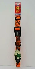 LARGE ADJ. CAMO MOSSY OAK BLAZE ORANGE NYLON DOG COLLAR FREE HANG TAG