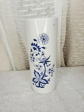 Vintage Blue & White Floral Vase Royal Haeger 10 1/2" Tall