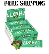 ALOHA Organic Plant Based Protein Bars, Chocolate Mint, 1.98 Oz (Pack of 12)