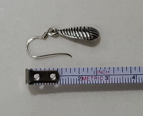 Lovely Singed Ma Sterling Silver Teardrop Dangle Hook Earrings - Picture 7 of 7