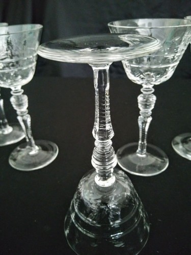 Vintage LIBBEY Set of 5 ETCHED CRYSTAL Cordial Liqueur BARWARE Glasses EUC - Picture 6 of 7