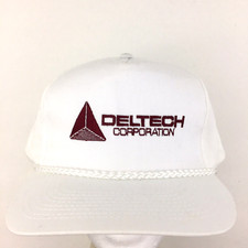 Vtg Deltech Corporation Hat Spell Out Logo Trucker Golf Baseball Adjustable Cap