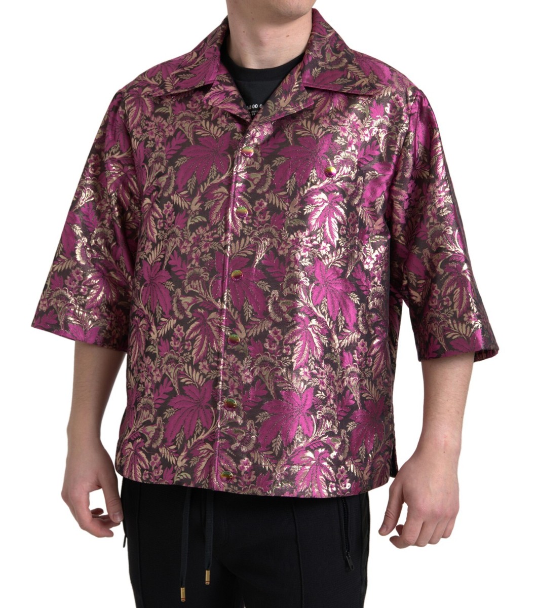 トップス Floral Stripe Jacquard Shirt Clip Jacquard Cotton Shirt - Stripe Jacquard – Blue Illusion