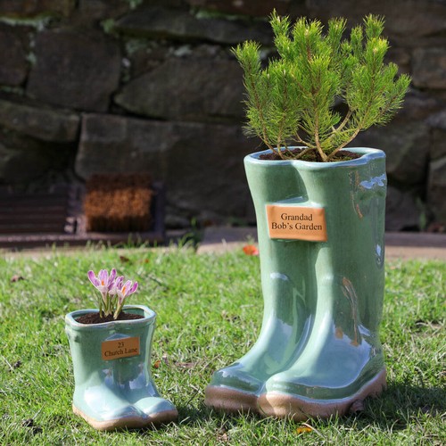Personalised Plant Pot Welly Boot Planter Gift Various Colours Optional Spring - Picture 8 of 18