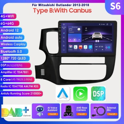 10''Android 13 Autoradio Carplay GPS Navi 6+64GB For Mitsubishi Outlander 2012-18