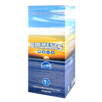 900pc Box - Elements Rice Pre-Rolled Cones - 1 1/4''