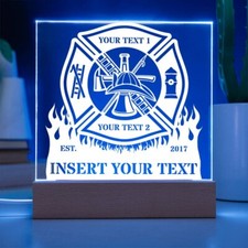 Personalized Firefighter Maltese Cross Acrylic Sign. Custom Firestation Led Gift Personalized Firefighter Maltese Cross Acrylic Sign. Custom Firestation Led Gift