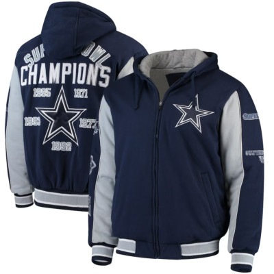 Dallas Cowboys NFL First Class Varsity Super Bowl Fleece Jacket Hoodie  Medium