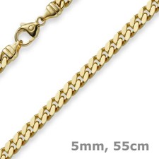 5mm Panzerkette Kette Collier aus 585 Gold Gelbgold, Goldkette, 55cm, Herren