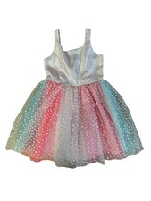 Cat  Jack Girl  s Dress Size 5 Pink/ White/Blue, Lined, Tule, Glitter Skirt