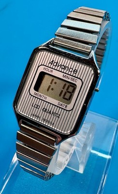 Vintage Advance Women 460 Silver Tone LCD Quartz Digital Watch Works