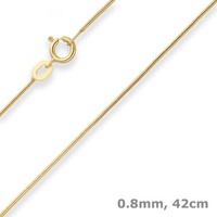 0,8Mm Schlangenkette Goldkette Collier Halskette Aus 585 Gold Gelbgold 42Cm