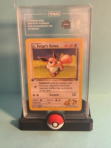 Graded POKEMON LT. SURGE'S EEVEE WOTC 51/132 1ST EDITION - TAG 9