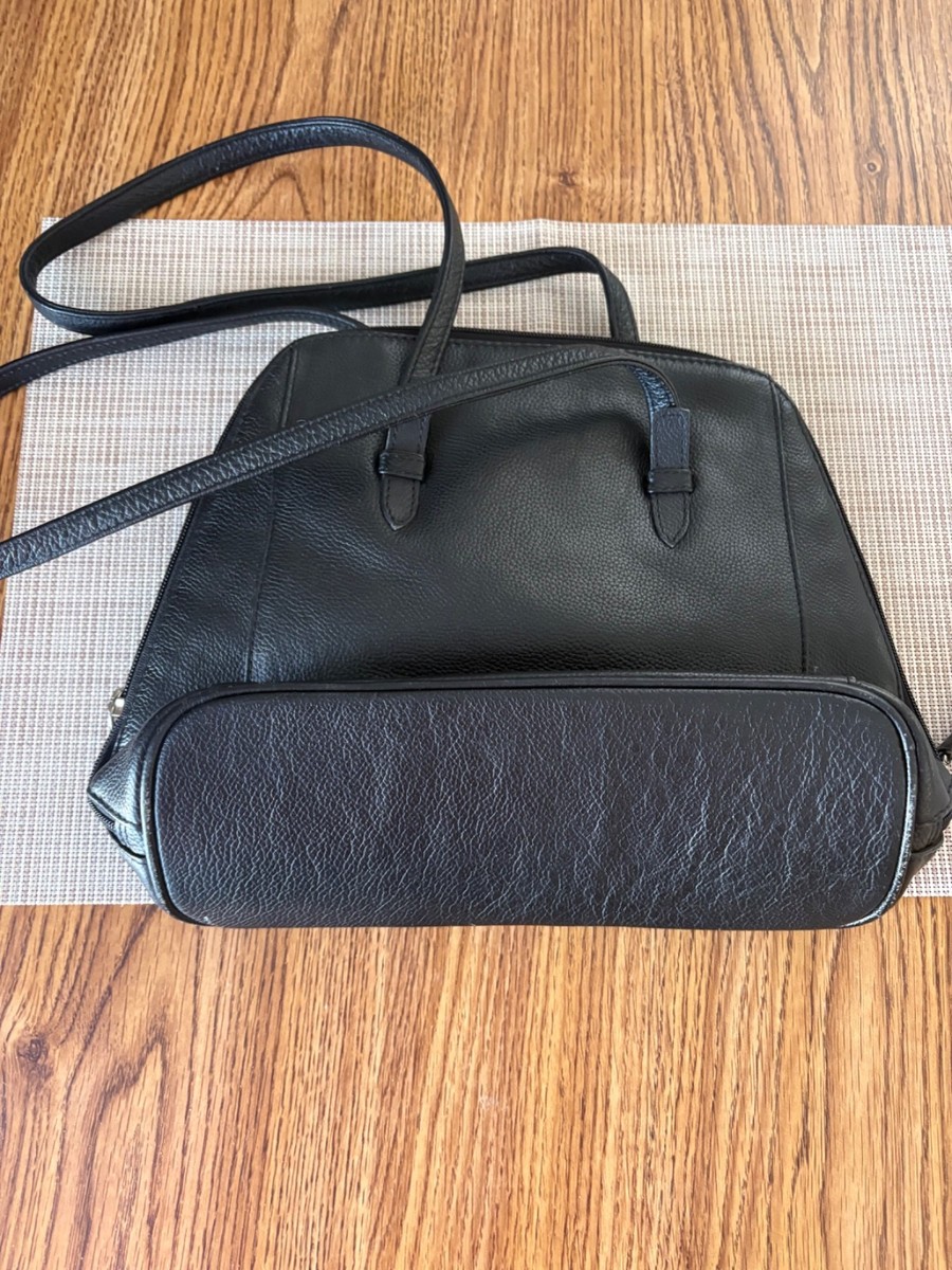80’s East West New York London Black Genuine Leather Handbag. View 3