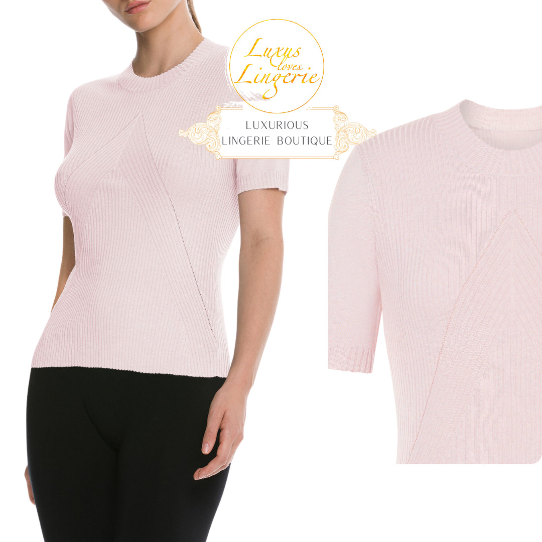 Cashmere Top Short Sleeves By Wolford L Marshmellow Rose