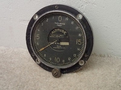 Tycos Type B Vintage Aircraft Altitude Altimeter Gauge Estate Item