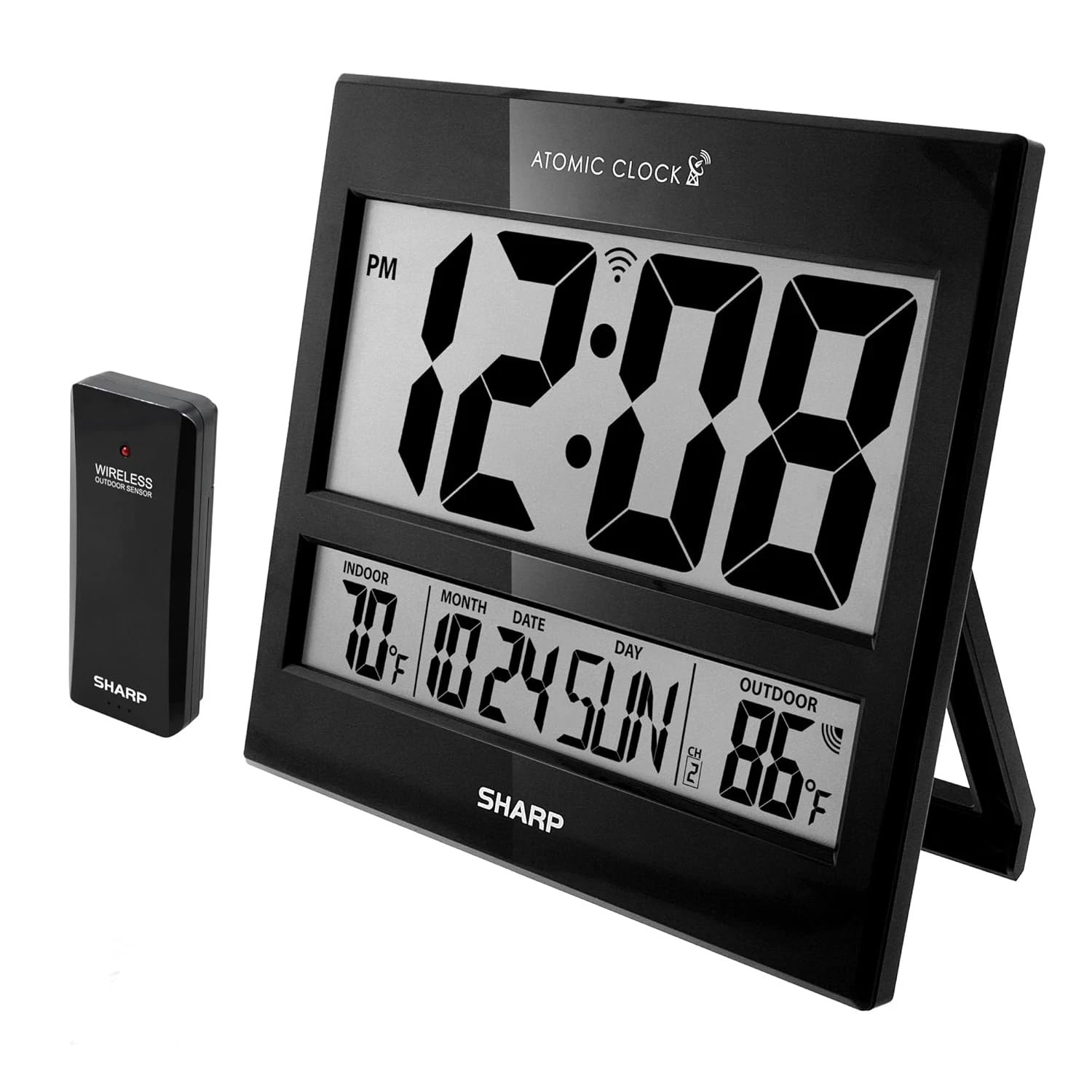 Sharp Atomic Clock – Never Needs Setting, Jumbo 3” Easy-Read Display, Indoor & O